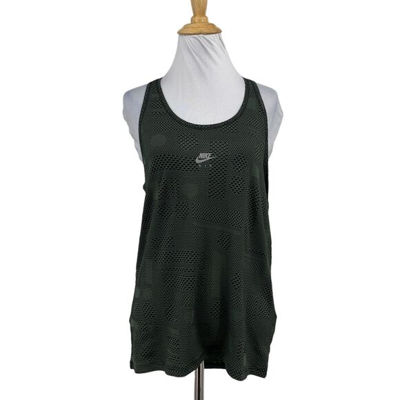 Nike Air Tank Top Womens M Medium Dark Green Dri Fit Textured Racerback Running - Picture 1 of 13
